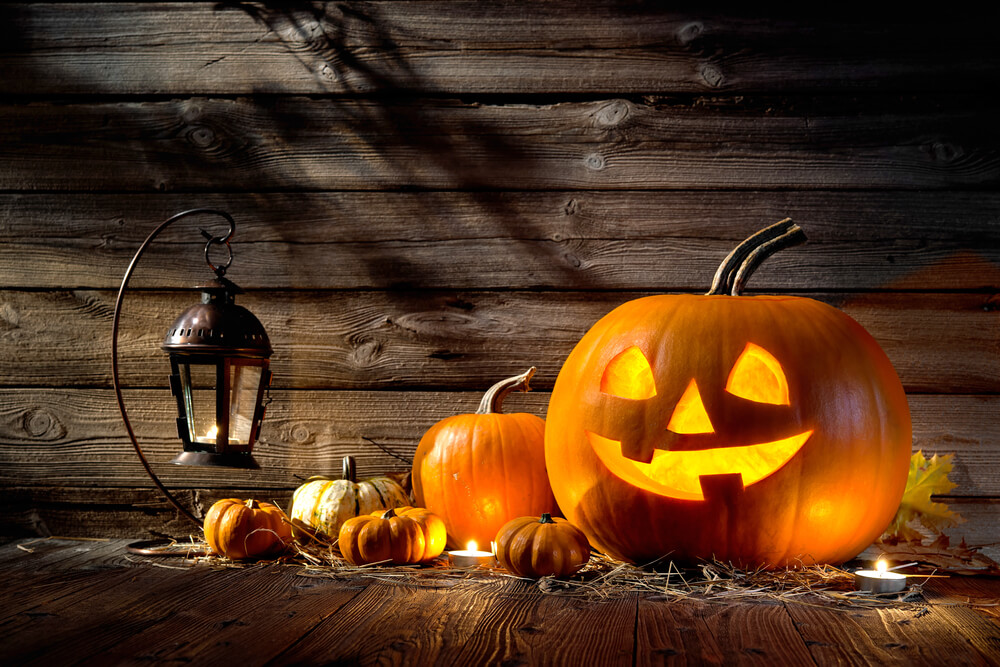 pumpkins with a wooden background halloween